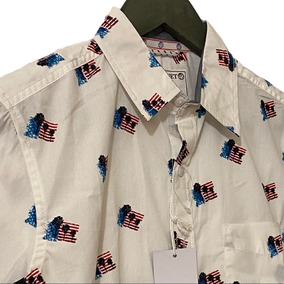 Free Planet Men's Stars and Stripes Flags Palm Tree White Logo Tag NWT $50 Sz M - Picture 7 of 8